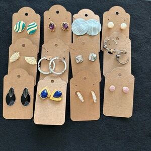 Earrings - Bundle of 12 Pair Costume Jewelry Earrings EUC